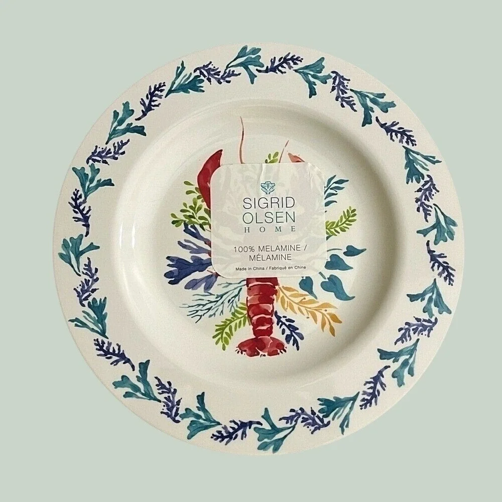 Sigrid Olsen Home Lobster Melamine Plate Coastal Nautical Dinnerware Sea Life